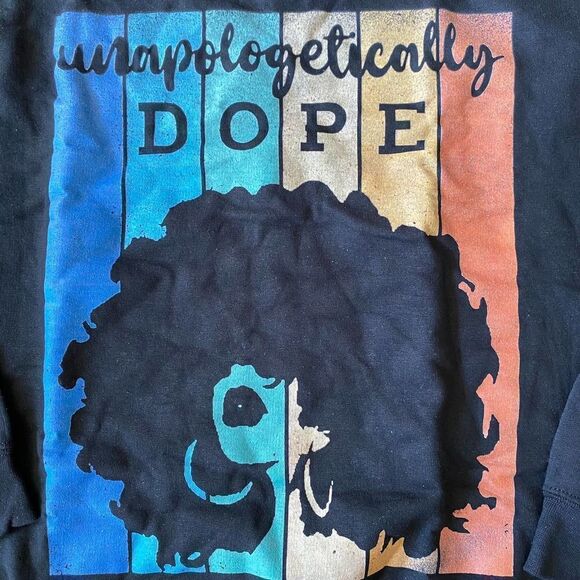 Tops - Unapologetically Dope Woman Rainbow Crewneck Sweatshirt Black Medium
